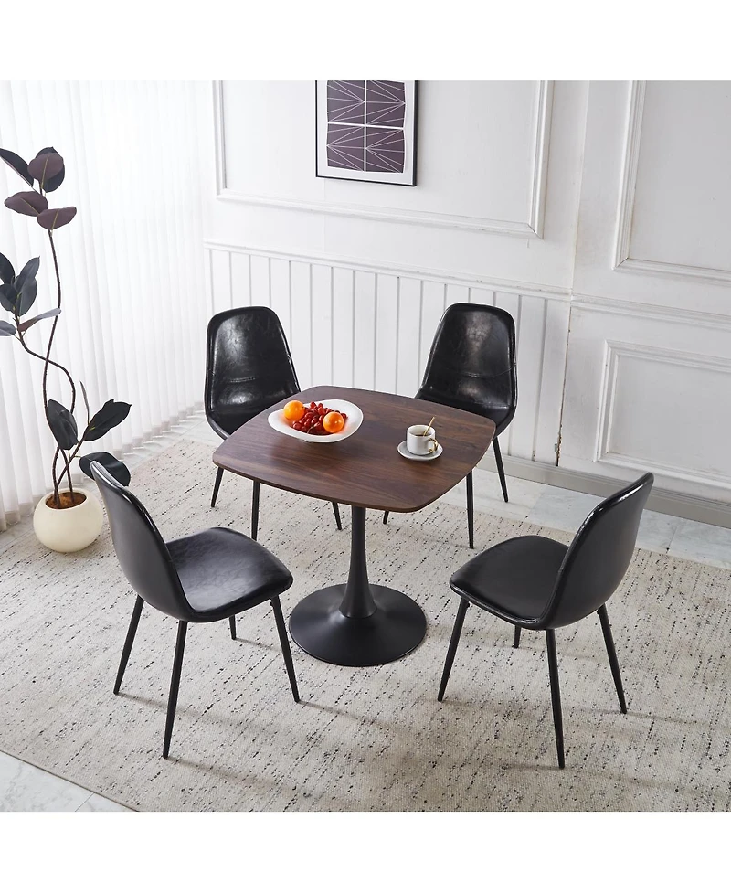 Streamdale Furniture 5pcs Dining Set, Metal Leg Mid-century Table for 4-6 People