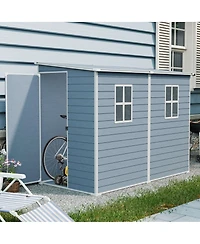 Streamdale Furniture 4x8ft Outdoor Resin Storage Shed with Two-Window, Waterproof, Lockable Doors