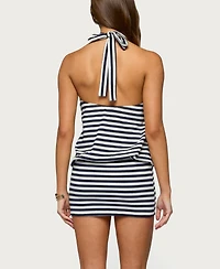 Edikted Women's Milah Striped Halter Neck Mini Dress