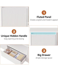 gaomon Fluted Tv Stand, White Tv Entertainment Center for 60/65/70 in Tv, Modern Tv Console with Drawer and 2 Cabinets