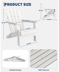 gaomon Folding Adirondack Chairs Set of 4 with 2 Side Table, Hdpe Plastic Outdoor Chairs with Wood Texture 380 Lbs & Weather Resistant for Fire Pit