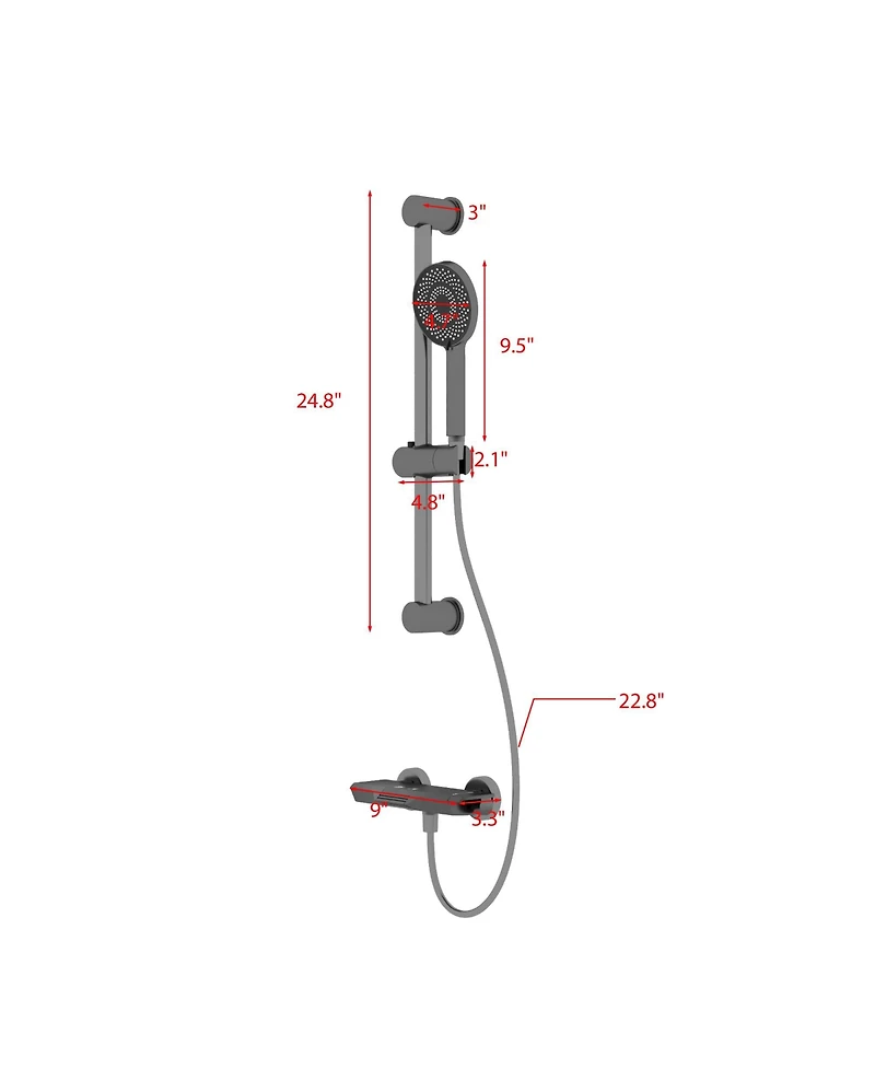 Lalahoo 1-Spray Adjustable Height Shower Faucet 2.5 Gpm with Piano Button Control and Aluminum Valve