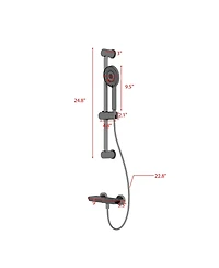 Lalahoo 1-Spray Adjustable Height Shower Faucet 2.5 Gpm with Piano Button Control and Aluminum Valve