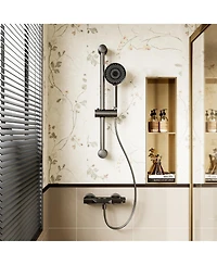 Lalahoo 1-Spray Adjustable Height Shower Faucet 2.5 Gpm with Piano Button Control and Aluminum Valve