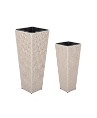 Streamdale Furniture Outdoor Pe Wicker Flower Pots, 2-Pcs Set
