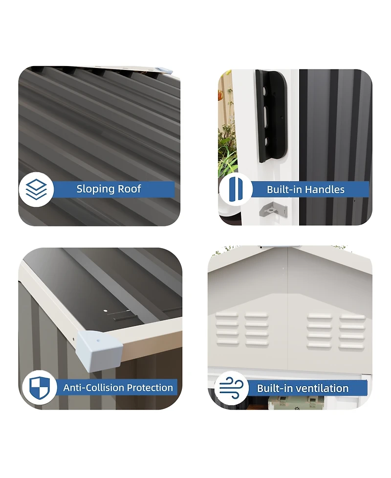 Streamdale Furniture 6x4 Ft Outdoor Storage Shed with Rack and Shelves for Backyard Use