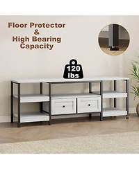 gaomon Modern-Industrial Tv Stand with 2 Fabric Drawers, Entertainment Center for TVs