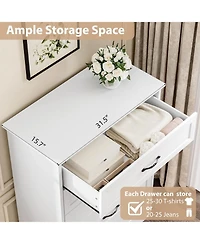 gaomon 5 Drawer Dresser for Bedroom, Wooden Tall Chest with Wide Metal Handle, Farmhouse Modern Storage Organizer