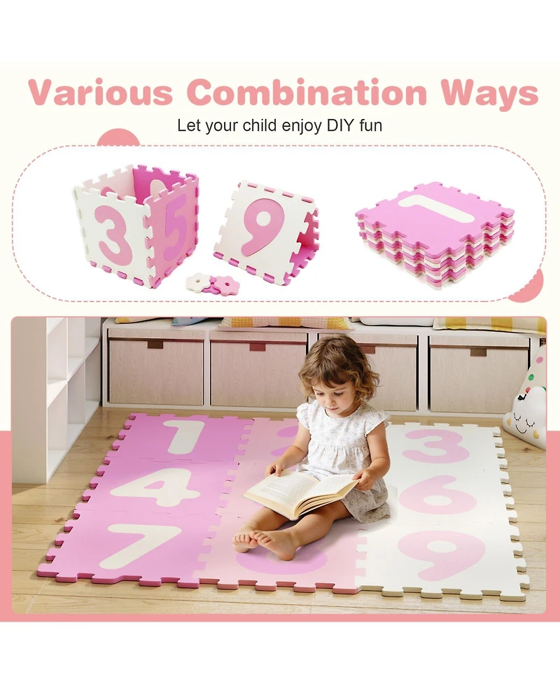 Slickblue 9-Piece Interlocking Foam Puzzle Floor Mat with Marker Discs