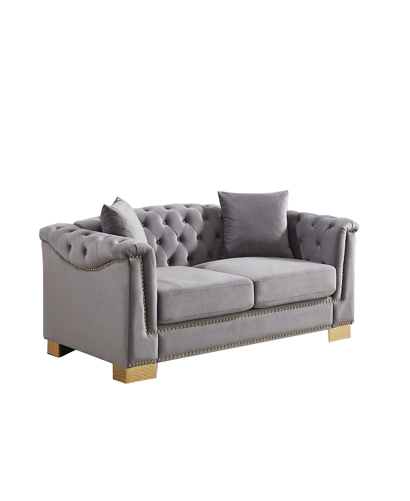 Streamdale Furniture 62" Velvet Chesterfield Sofa, Classic Modern Two Seater