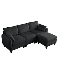 Streamdale Furniture Streamdale 85" Chenille Modular Sectional Sofa w/ Storage Ottoman