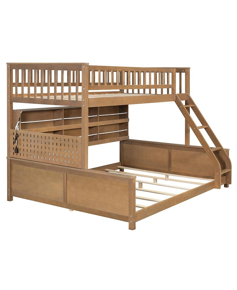 Streamdale Furniture Streamdale Twin Xl over Queen Bunk Bed with Shelving, Lights & Pegboard