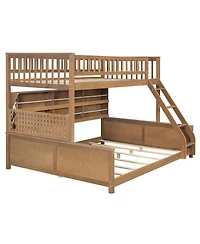 Streamdale Furniture Streamdale Twin Xl over Queen Bunk Bed with Shelving, Lights & Pegboard
