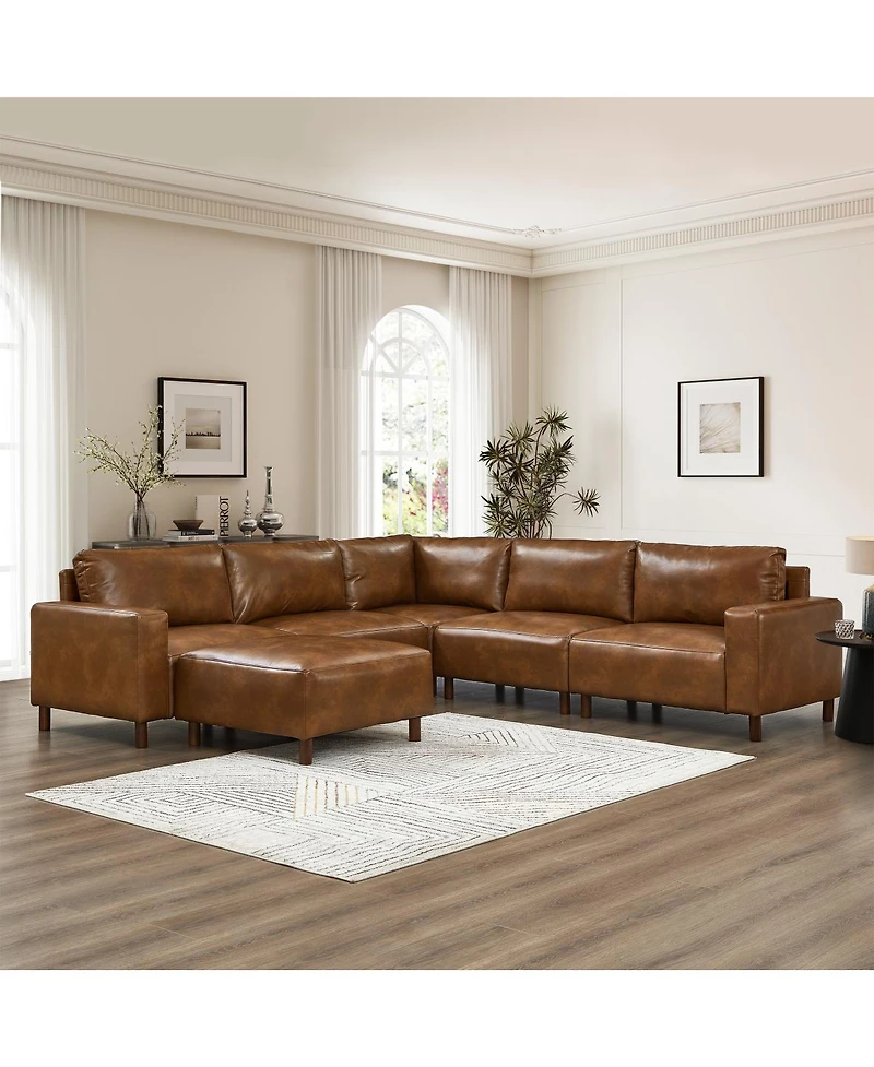 Streamdale Furniture Modern Luxury Sectional Sofa, Breathable Pu Leather Couch