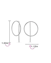 Bling Jewelry Modern Minimalist Geometric Round Open Circle Hoop Threader Earrings Sterling Silver