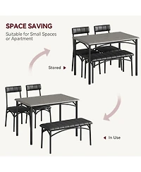 gaomon 4 Piece Rustic Upholstered Dining Set – Table, Chairs & Bench