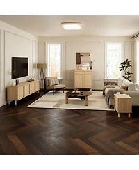 LuxenHome 19.7” Hazel Oak Manufactured Wood Nightstand & End Table with Drawers & Rubberwood Legs