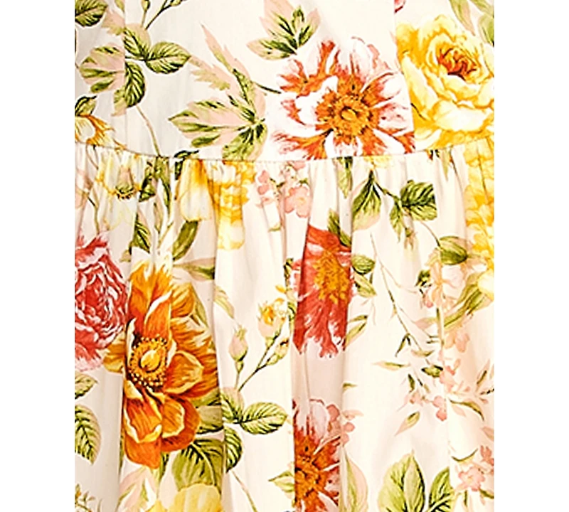 Katia Rae Women's Floral Sweetheart Bodice Gathered Midi Dress