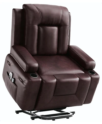 gaomon Power Lift Recliner Chair Heat and Massage Pu Leather Electric Lift Recliner for Elderly and Mobility Impaired Adjustable Back and Legs