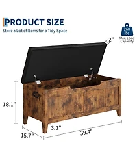 gaomon 39.4-Inch Wooden Flip-Top Storage Bench, Entryway Trunk with 2 Safety Hinges
