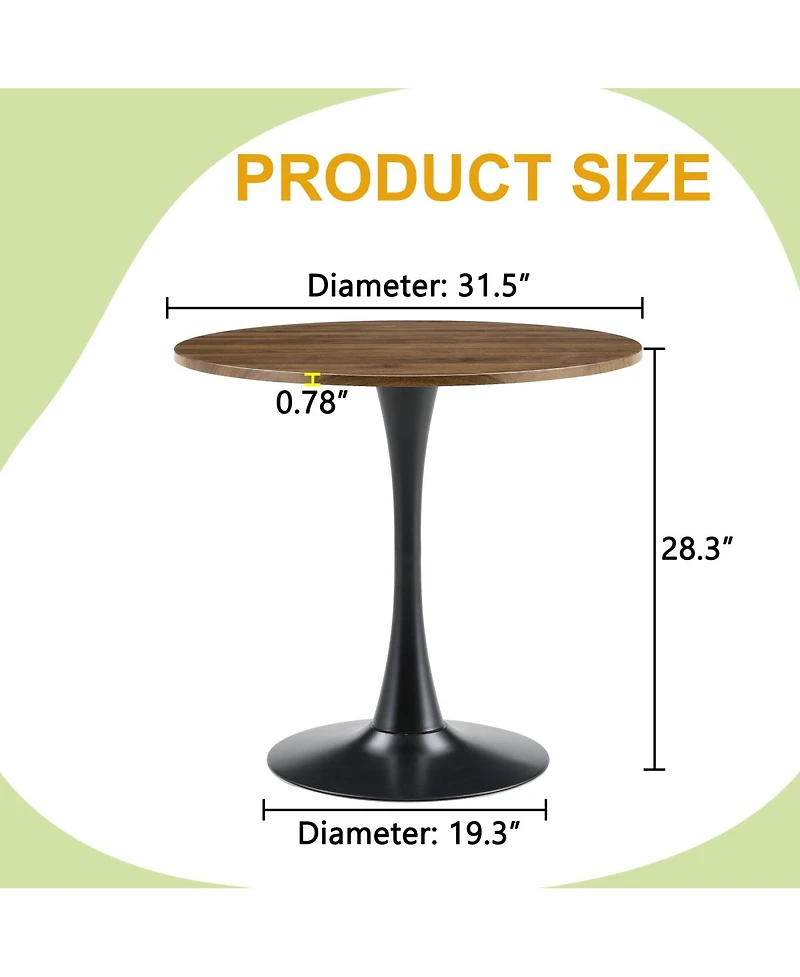 Streamdale Furniture Round Dining Table, 31.5" Faux Tulip Bistro Table for Kitchen & Small Spaces