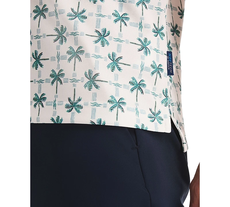 Nautica Men's Palm Tree Print Golf Short-Sleeve Polo Shirt