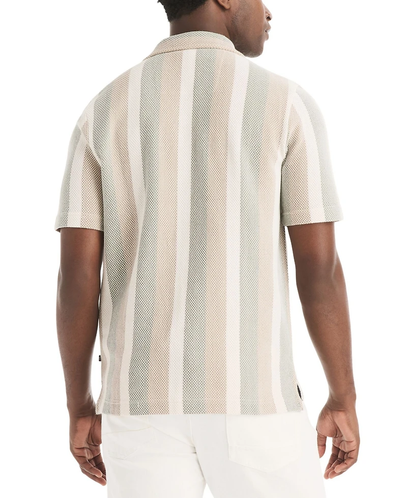 Nautica Men's Short-Sleeve Textured Stripe Polo Shirt