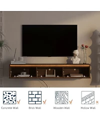 Streamdale Furniture Floating Tv Stand with Led Lights & Power Outlet