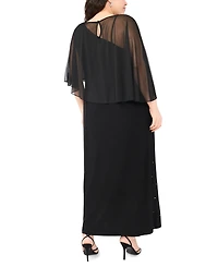 Msk Plus Asymmetrical Combo Cape Dress