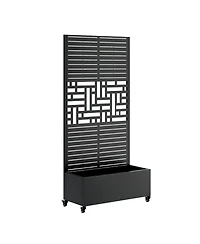 Streamdale Furniture Metal Planter Box with Trellis, 73"x35"x16 Raised Garden Bed with Wheels