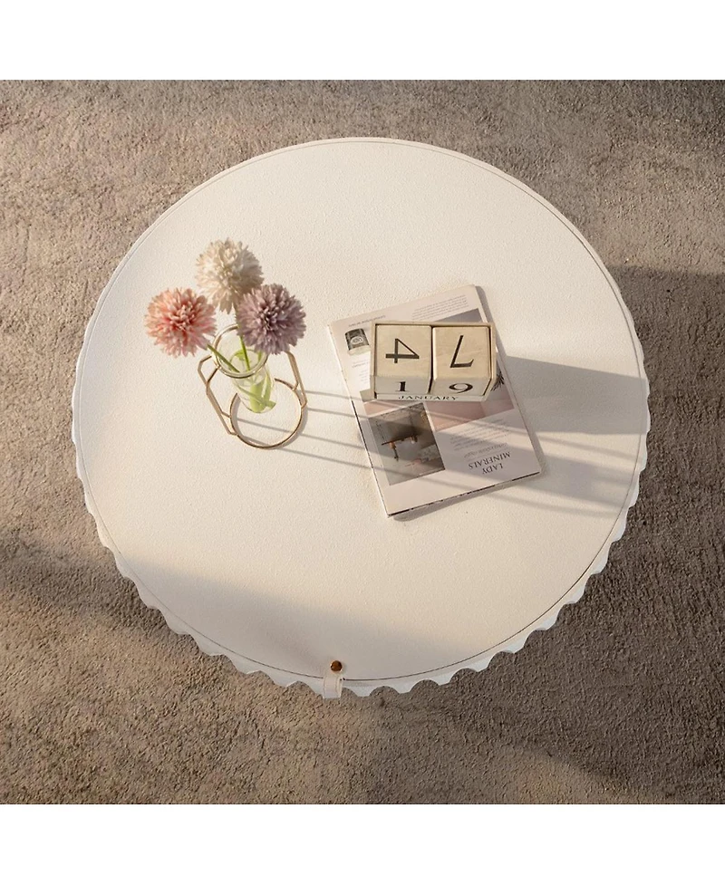 Streamdale Furniture Round Fluted Storage Table with Lift-Off Lid