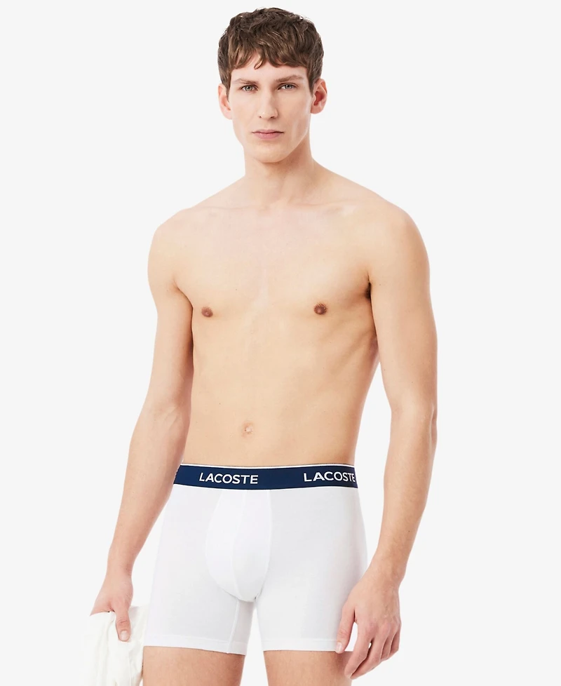 Lacoste Men's 3-Pack. Regular-Fit Logo Waistband 5" Boxer Briefs
