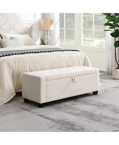 Streamdale Furniture 48" Storage Ottoman Bench with Safety Hinge, Upholstered Entryway Seating