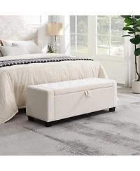 Streamdale Furniture 48" Storage Ottoman Bench with Safety Hinge, Upholstered Entryway Seating
