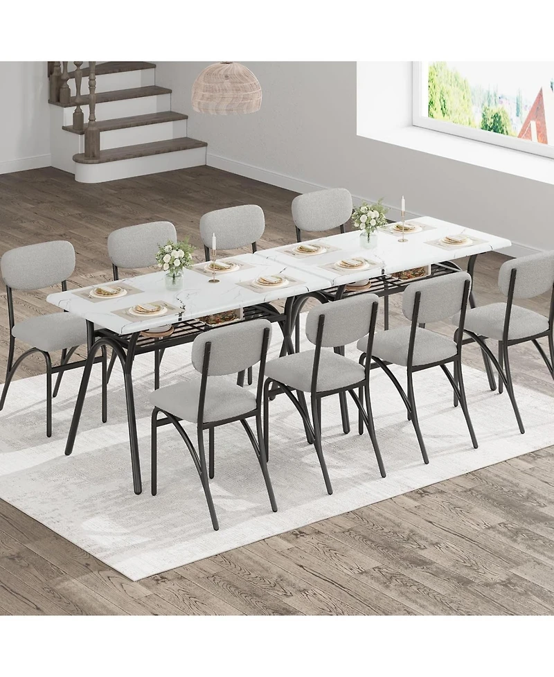 gaomon Dining Table Set for 4 Modern Kitchen Table and Chairs Set Boucle Chairs Sets Dining Table with Storage Shelf and Metal Legs