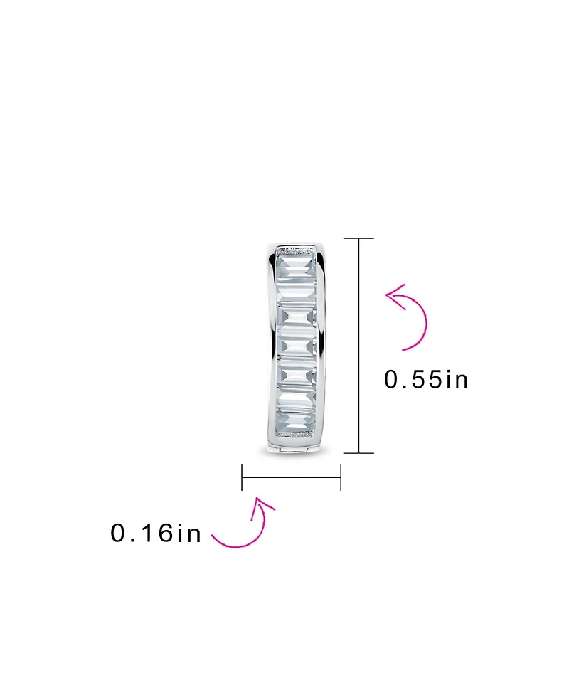 Bling Jewelry Clear Cubic Zirconia Baguette Cut Cz Huggie Mini Hoop Earrings