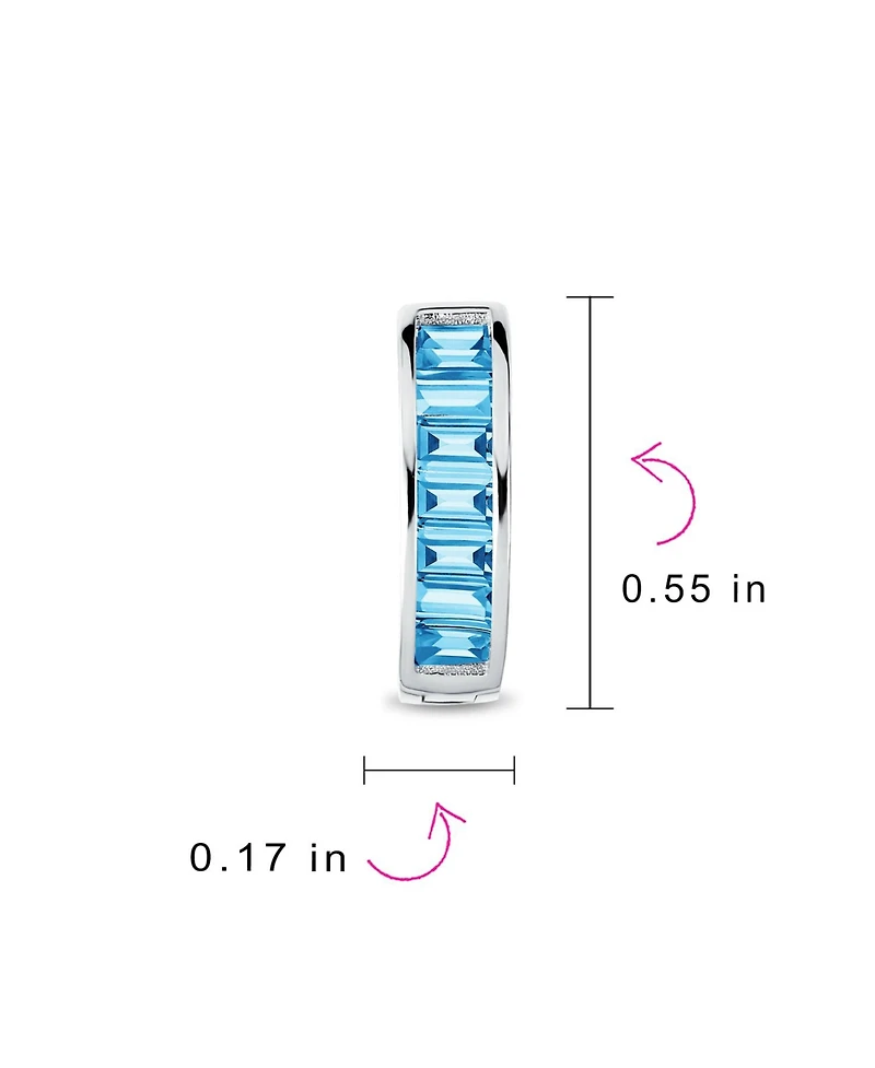 Bling Jewelry Clear Cubic Zirconia Baguette Cut Cz Huggie Mini Hoop Earrings