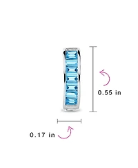 Bling Jewelry Clear Cubic Zirconia Baguette Cut Cz Huggie Mini Hoop Earrings