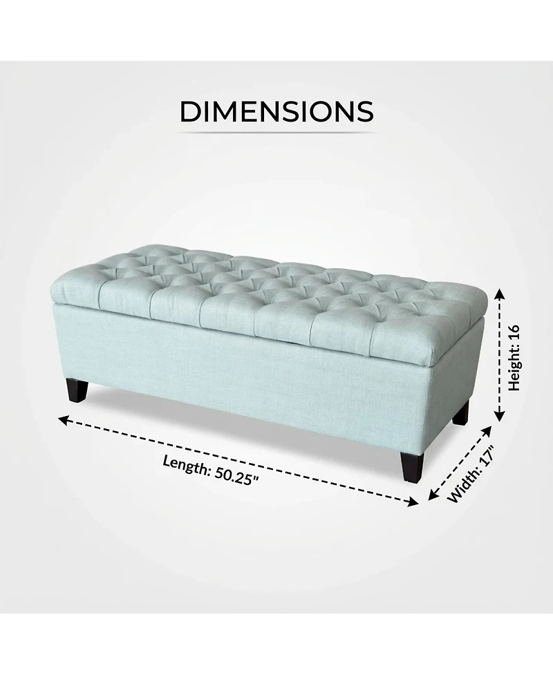 Streamdale Furniture 50.25" Storage Ottoman Bench with Safety Hinges