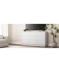 Streamdale Furniture 9 Drawer 63" Wide Wood Dresser, Modern Long Tv Stand