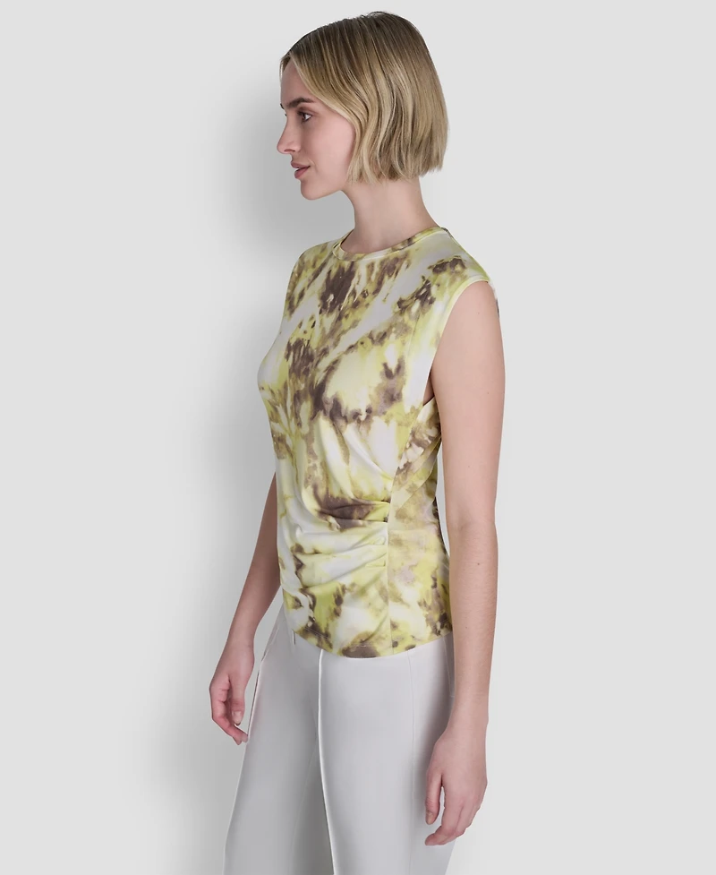 Dkny Petite Printed Knit Crew Neck Top