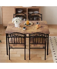 gaomon Dining Table Set of 4 Retro Industrial Dining Table and Chairs Wood Table Chairs Set for Small Space Breakfast Nook 1 Table + 4 Chairs