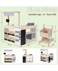 Slickblue Pretend Play Supermarket Toy Set with Cart for Kids