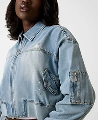 Guess Women's Anna Collared Cropped Bomber Jacket