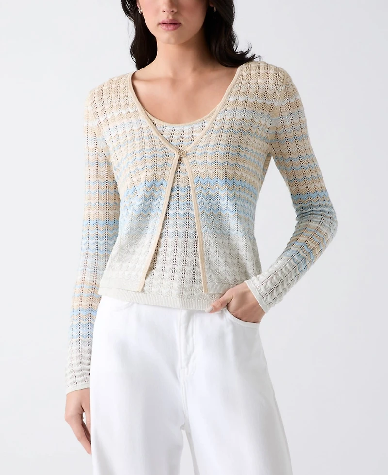 Guess Women's Rosalyn Cover Shoulder V-Neck Cropped Sweater