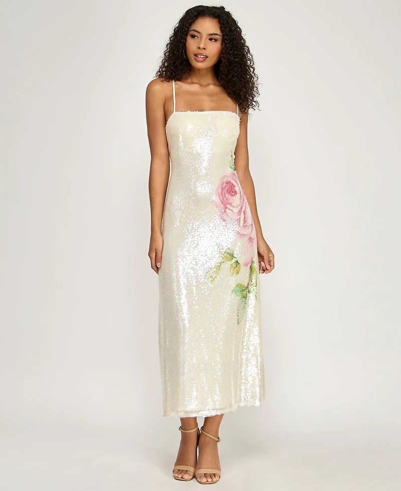 Seni & Cade Juniors' Square Neck Strappy Midi Dress