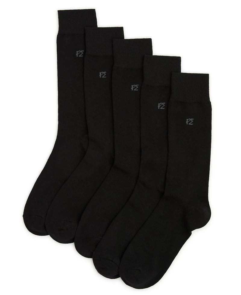 Perry Ellis Portfolio Men's Script Logo Pattern Flat Knit Socks, 5-Pack
