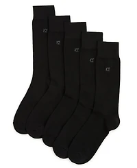 Perry Ellis Portfolio Men's Script Logo Pattern Flat Knit Socks, 5-Pack