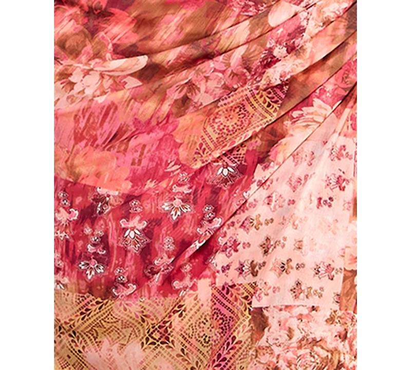 Emerald Sundae Juniors' Strapless Printed Mesh Midi Dress