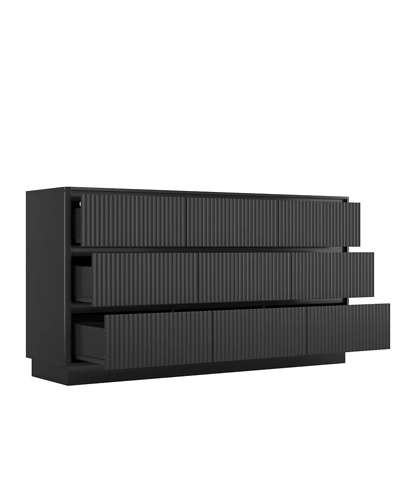 Streamdale Furniture 9 Drawer 63" Wide Wood Dresser, Modern Long Tv Stand